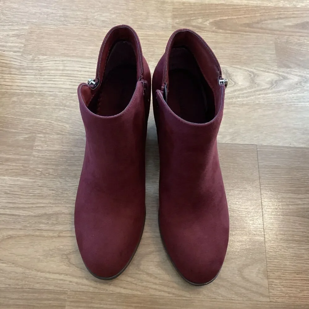 Style & Co Masrinaa Block-Heel Ankle Bootie Scarlet Micro Size 8.5M NIB - Picture 4 of 12